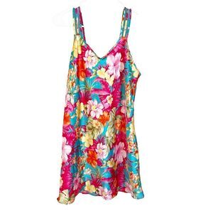 Sophia By Delicates Womens Colorful Blouse S Floral Sleeveless V Neck Top Dress